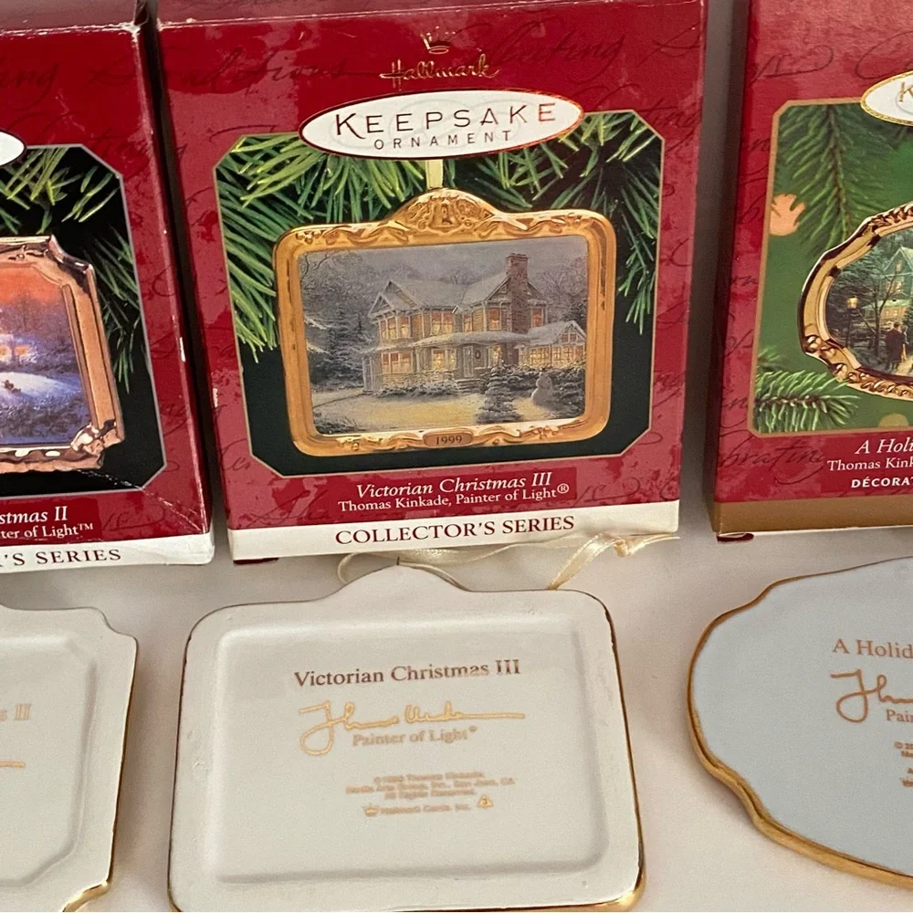 Lot of 4 Hallmark Keepsake Ornaments Victorian Christmas & Christmas Gathering